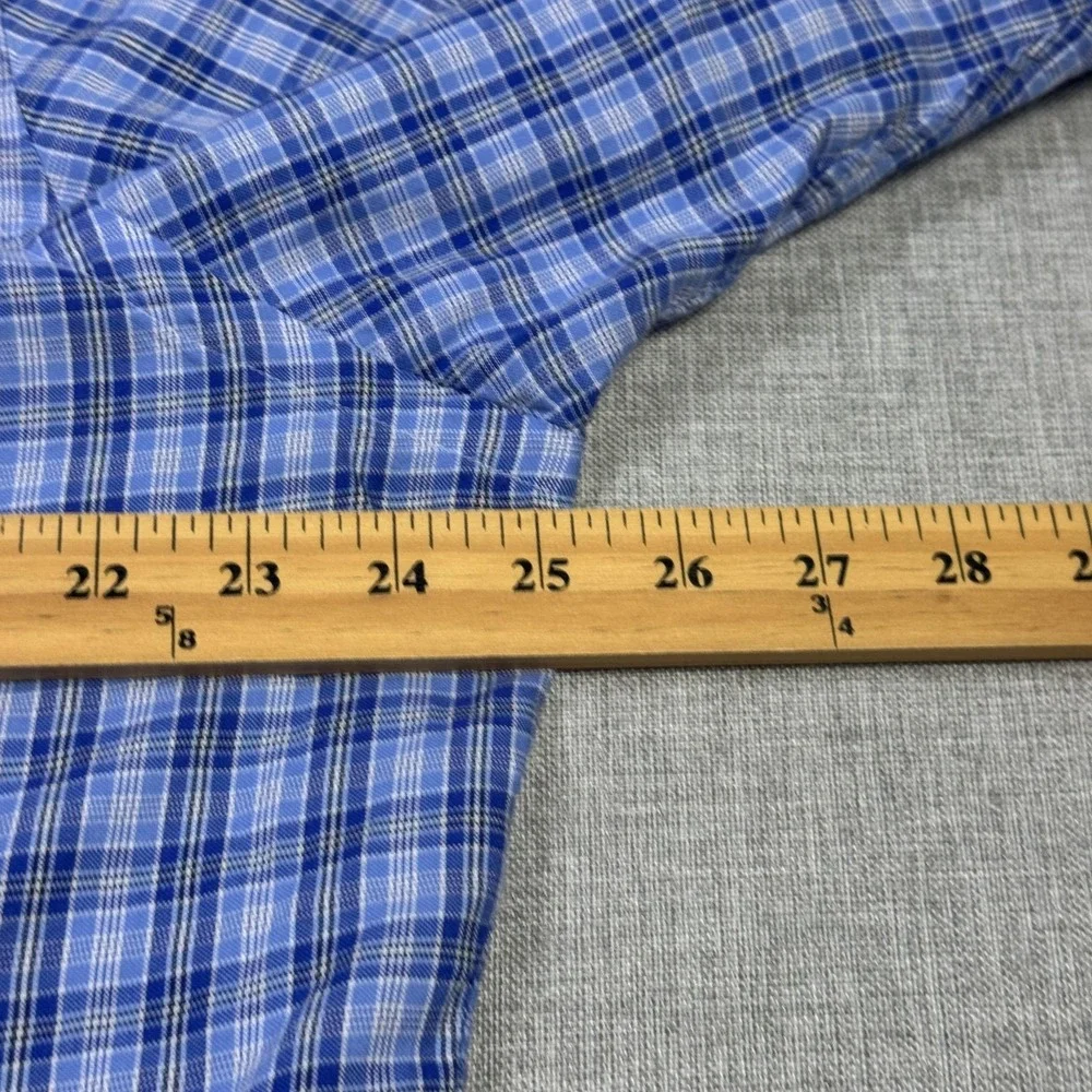 Ralph Lauren Slim Fit Button-Down Shirt Mens 2XL Blue Plaid Cotton Long Sleeve